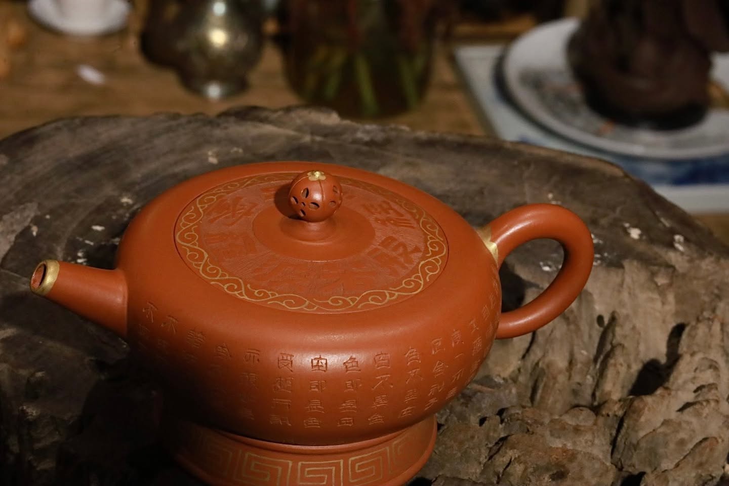 Ấm đầu tuần ấm Tang Trống Hồ · chu sa cũ 3