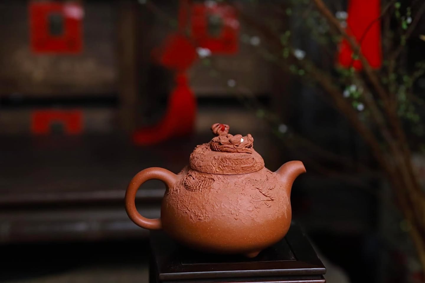 Ấm Cung Xuân Long Ẩn Hồ · Chu sa 3